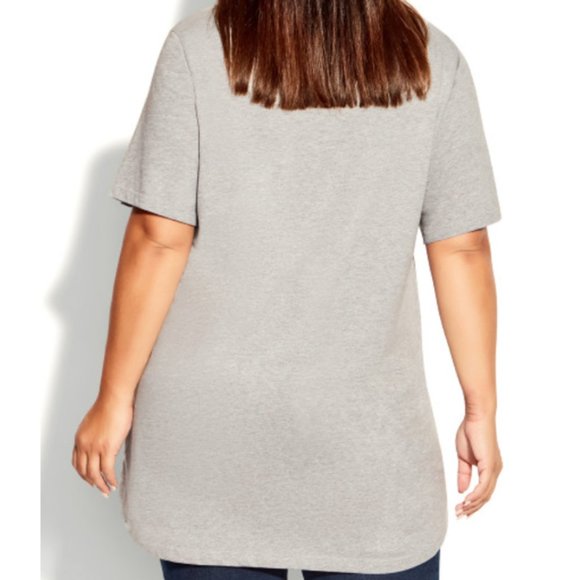 NWT Avenue Womens Cotton Cat Print High Low Top Grey 30/32 PLUS SIZE - Picture 2 of 10